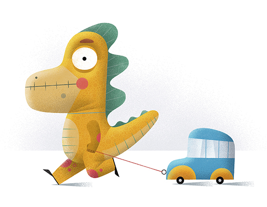 Dinos Love Pulling Toy Cars